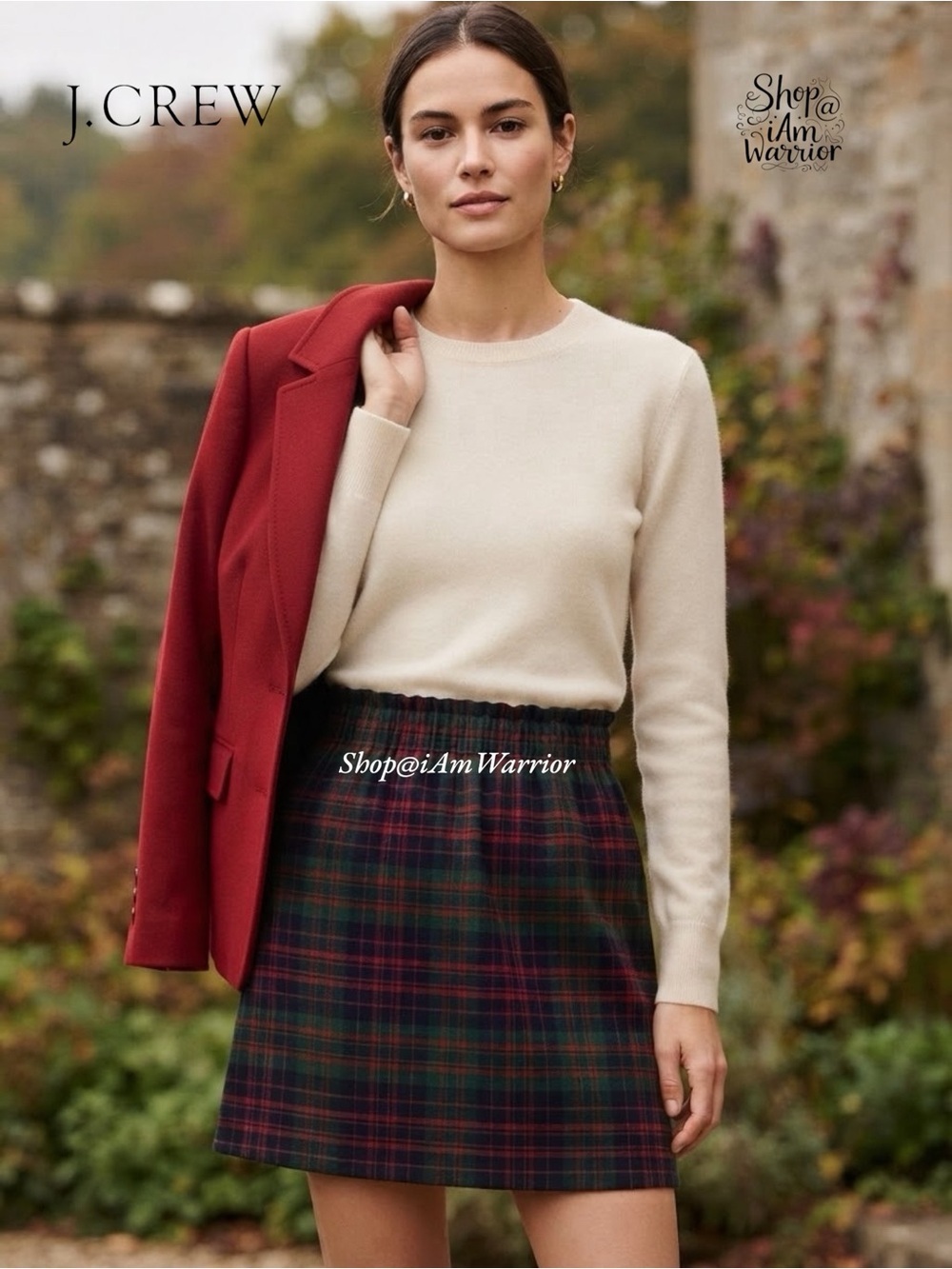 J.Crew navy, red & evergreen plaid mini skirt
*shop@iamwarrior